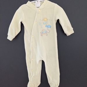 Vintage yellow footie/sleeper turtle embroidery